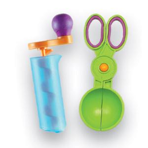 Water spinner and scissor scooper — the other two components of the four-tool set