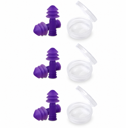 Swimming earplugs — current three pairs and included cases