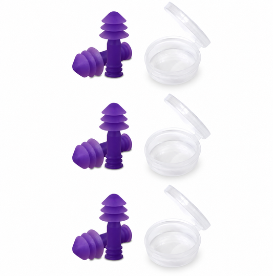 Swimming earplugs — current three pairs and included cases