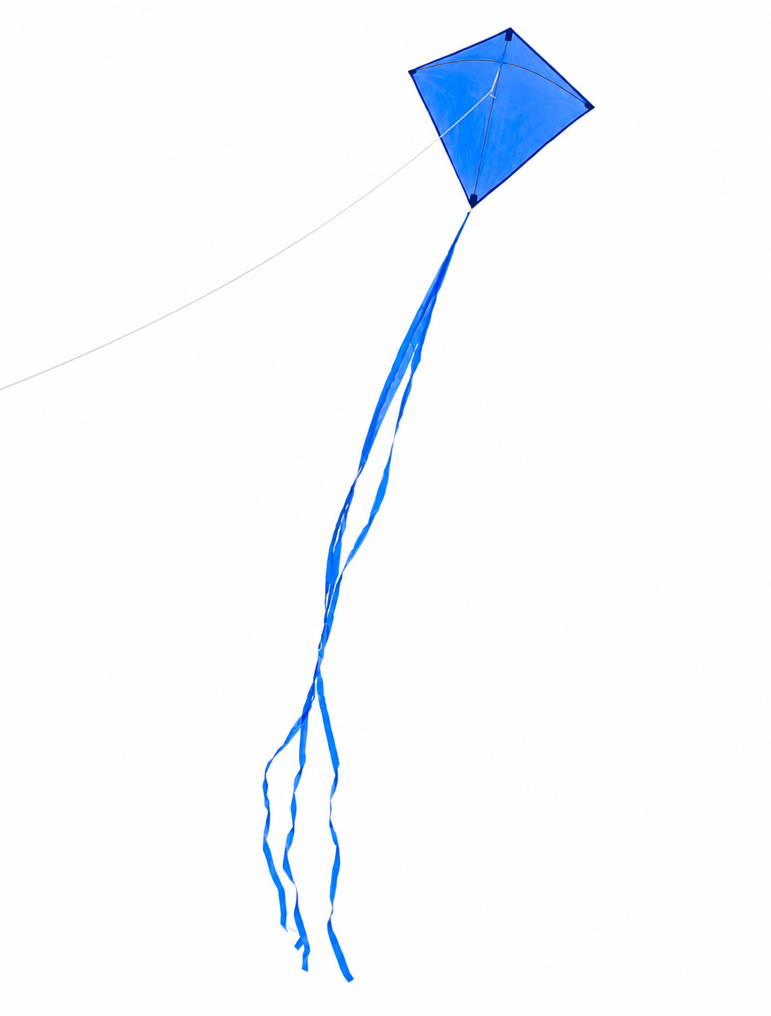 Diamond kite — actual blue kite and full three tails on white