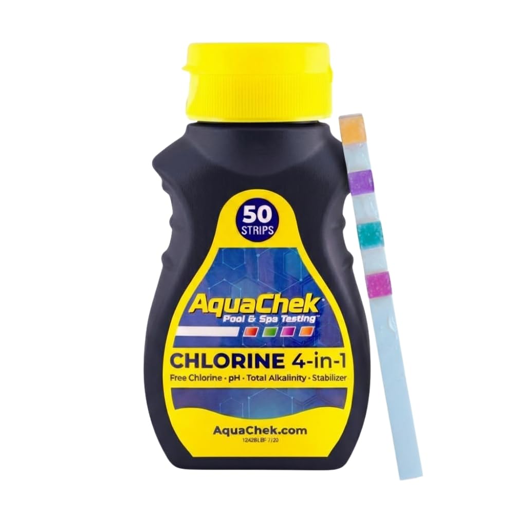 Pool test strips — original bottle and sample strip