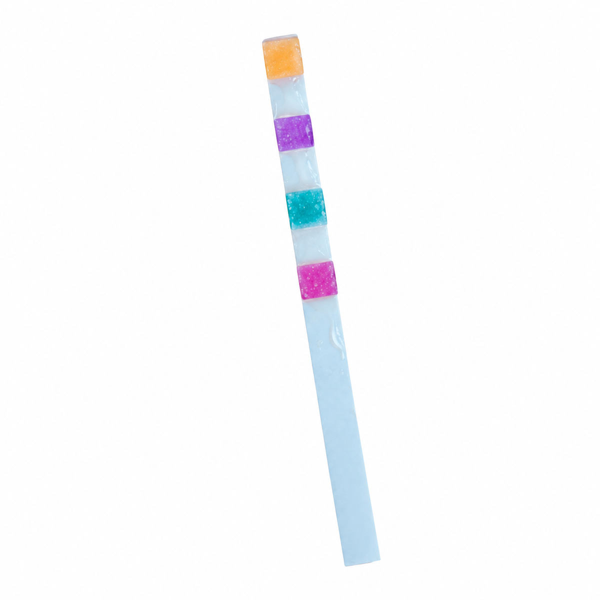 Pool test strips — original four-pad strip detail