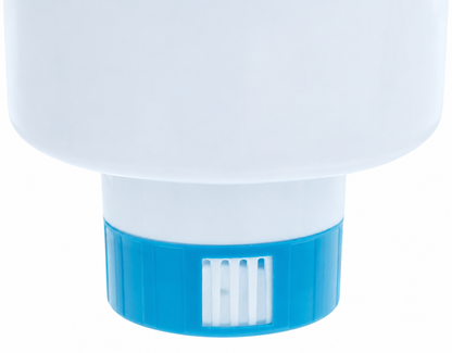 Floating chlorine dispenser — actual lower tank and outlet-ring detail