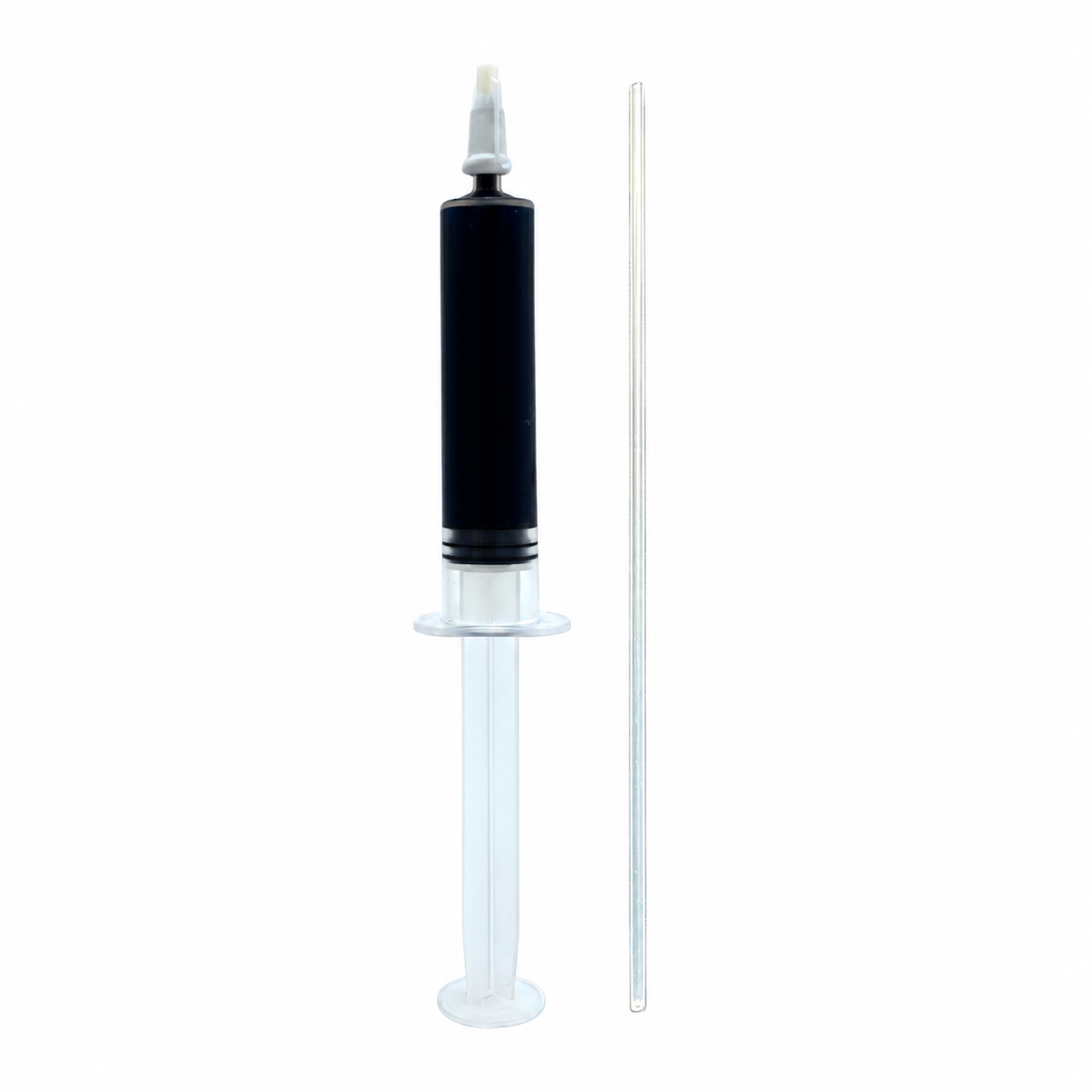 Pool leak detection dye — actual syringe and extension straw detail